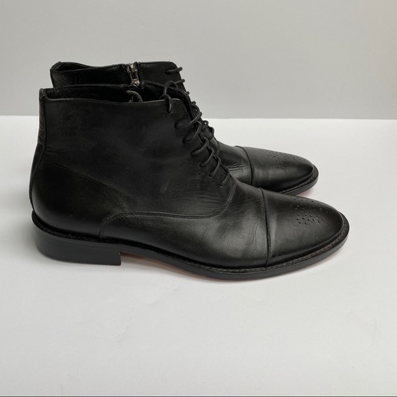 Black Leather Laced Boots main image 5